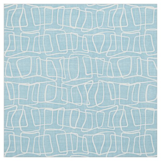 Light Pastel Blue Modern Round Squares Pattern Fabric