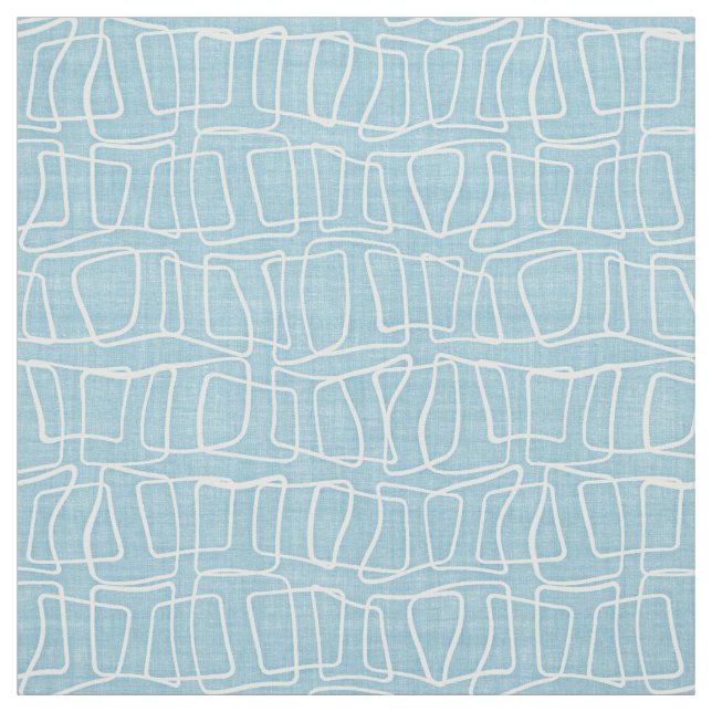 Light Pastel Blue Modern Round Squares Pattern Fabric (Swatch)