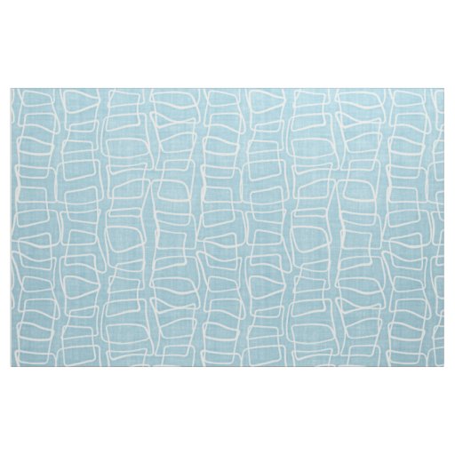 Light Pastel Blue Modern Round Squares Pattern Fabric