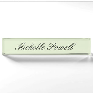Light Pastel Color Trendy Script Modern Desk Name Plate