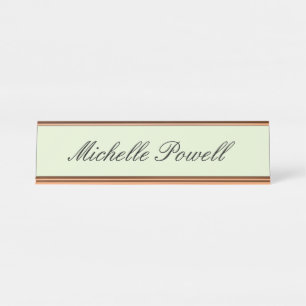 Light Pastel Color Trendy Script Modern Desk Name Plate