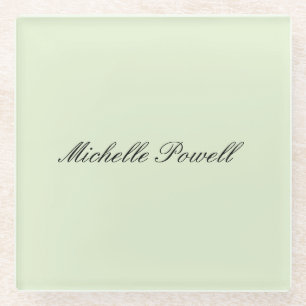Light Pastel Color Trendy Script Modern Glass Coaster
