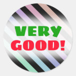 [ Thumbnail: Light Pastel Colors & Black Stripes Pattern Round Sticker ]