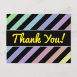 [ Thumbnail: Light Pastel Colors & Black Stripes Pattern Postcard ]