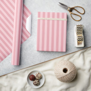Light Pastel Dusty Rose Blush Pink Ombre Stripes Wrapping Paper