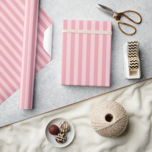 Light Pastel Dusty Rose Blush Pink Ombre Stripes Wrapping Paper