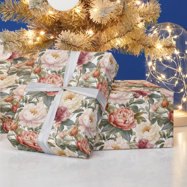 Light Pastel Floral Seamless Pattern Wrapping Paper (Holidays)