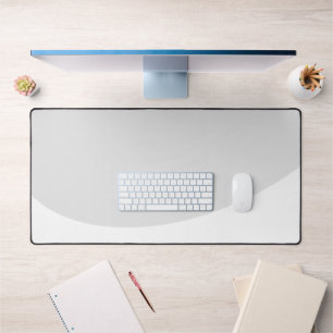 Light Pastel Gray Flowing White Wave Bottom Edge Desk Mat