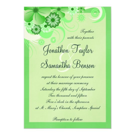Light Pastel Green Floral 5x7 Wedding Invitations