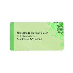 Light Pastel Green Hibiscus Floral Address Labels