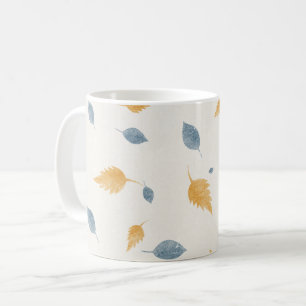 Light Pastel Minimalist Autumn Leaves Pattern Coffee Mug