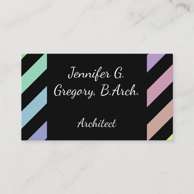 Light Pastel Stripes Architect Business Card (Front)