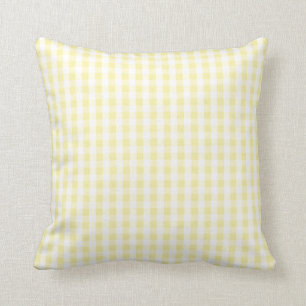 Light Pastel Yellow & White Gingham Pattern Throw Pillow
