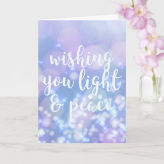 Light & Peace- Blue Sparkles Happy Hanukkah