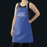 Light & Peace, Modern Typography Blue Hanukkah Apron<br><div class="desc">NewParkLane - Simple but elegant blue apron,  for Hanukkah,  with a 'Light & Peace' quote in a modern white typography,  against a blue background. 

Check out this collection for matching items. Do you have specific personal design wishes? Feel free to contact me!</div>
