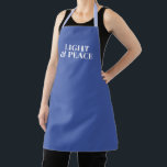 Light & Peace, Modern Typography Blue Hanukkah Apron<br><div class="desc">NewParkLane - Simple but elegant blue apron,  for Hanukkah,  with a 'Light & Peace' quote in a modern white typography,  against a blue background. 

Check out this collection for matching items. Do you have specific personal design wishes? Feel free to contact me!</div>