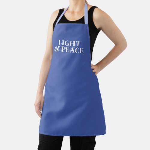 Light  Peace Modern Typography Blue Hanukkah Apron
