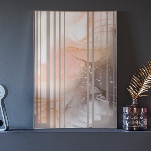 Light Peach and Tan Abstract    Faux Canvas Print