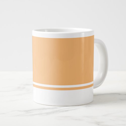 Light Peach Background White Bottom Rim Stripes Giant Coffee Mug