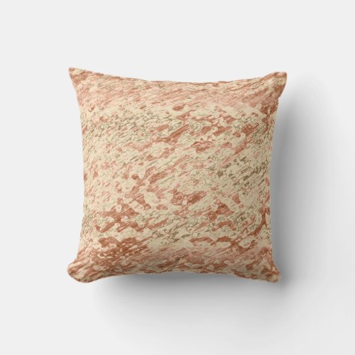 Light Peach Copper Brown Khaki Mottled Abstract Throw Pillow