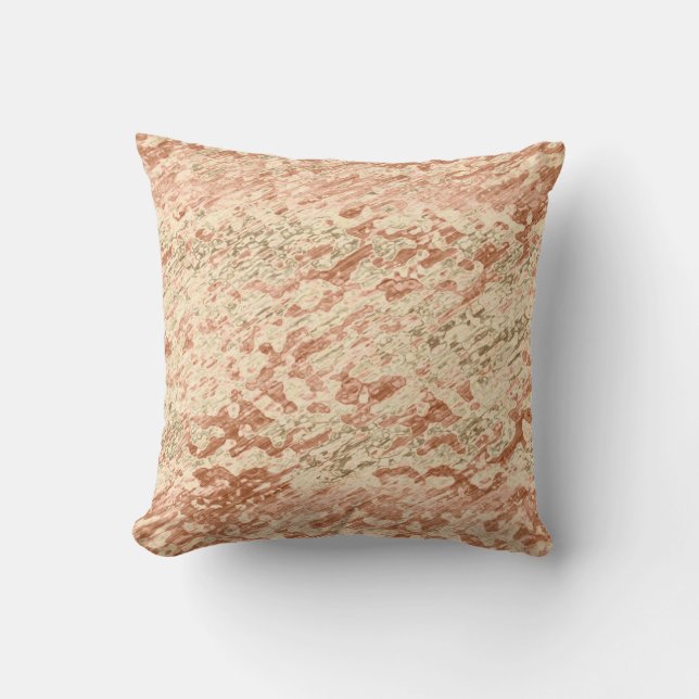 Light Peach Copper Brown Khaki Mottled Abstract Throw Pillow (Front)