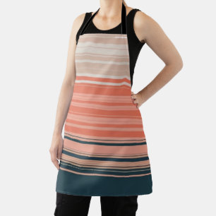 Light peach, coral, and orange striped pattern apron