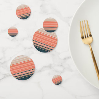 Light peach, coral, and orange striped pattern confetti