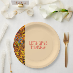 Light Peach Family Gathering Happy Thanks giving Paper Plates