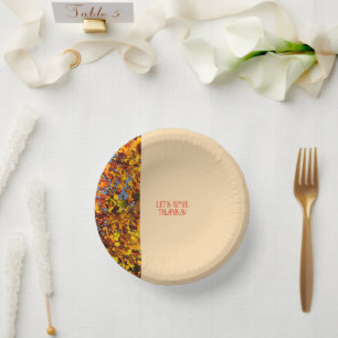 Light Peach Leaves Happy Thanksgiving Give Thanks Paper Bowls