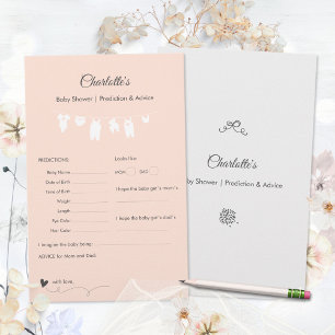 Light Peach Minimal Baby Shower Predictions Game