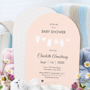 Light Peach Minimalist Arched Baby Girl Shower Invitation