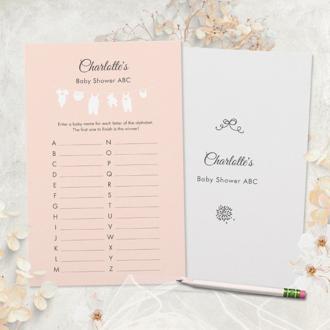 Light Peach Minimalist Baby Girl Shower ABC Game (Minimalist Peach Baby Girl Shower ABC Game ©Susanne Sachers - Sunny Mind 🌞)