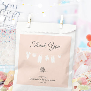 Light Peach Minimalist Baby Girl Shower Favor Bag