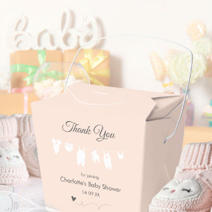 Light Peach Minimalist Baby Girl Shower Favor Boxes