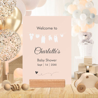 Light Peach Minimalist Baby Girl Shower Holder
