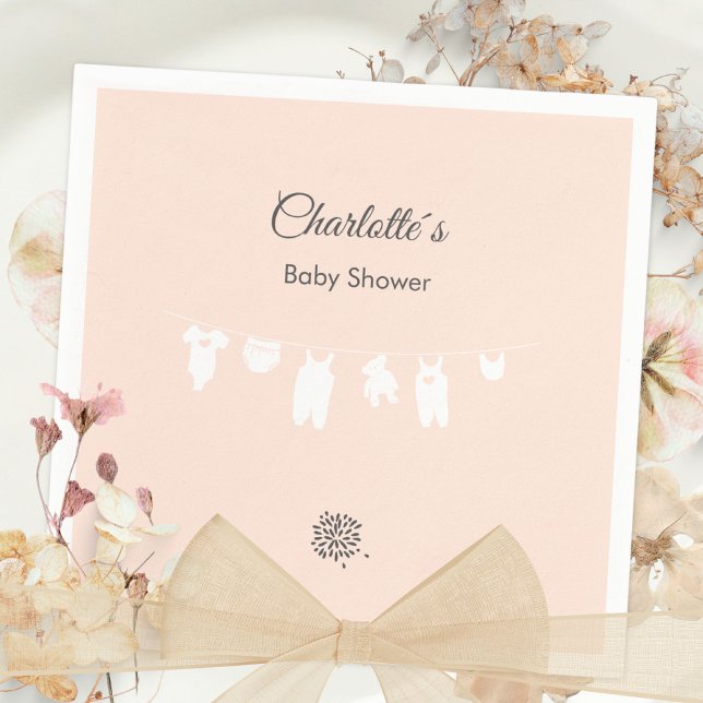 Light Peach Minimalist Baby Girl Shower Napkins (Light Peach Minimalist Baby Girl Shower Napkins ©Susanne Sachers - Sunny Mind Design 🌞)