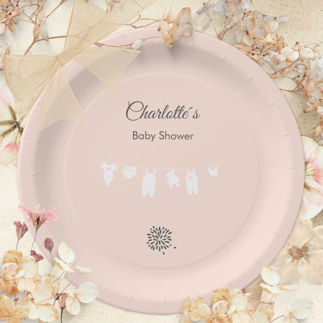 Light Peach Minimalist Baby Girl Shower Paper Plates (Light Peach Minimalist Baby Girl Shower Paper Plates ©Susanne Sachers - Sunny Mind 🌞)