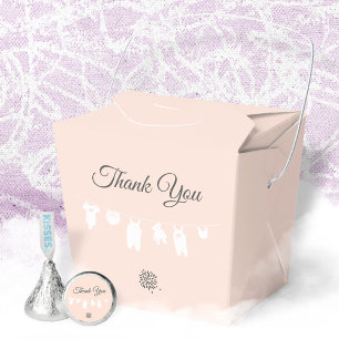 Light Peach Modern Baby Girl Shower Favor Boxes