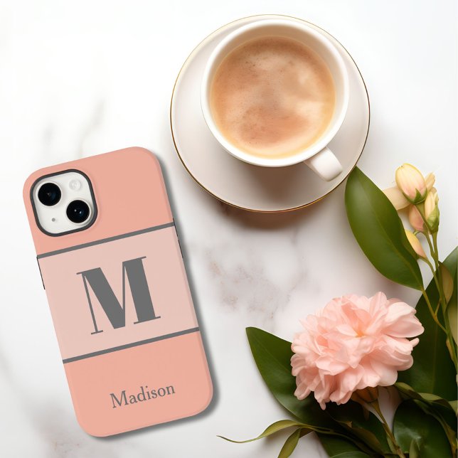 Light Peach Monogram Name Case-Mate iPhone Case (Creator Uploaded)