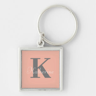 Light Peach Monogram Name Keychain