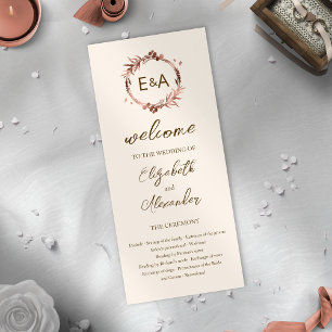 Light Peach Monogram Wedding Ceremony Program
