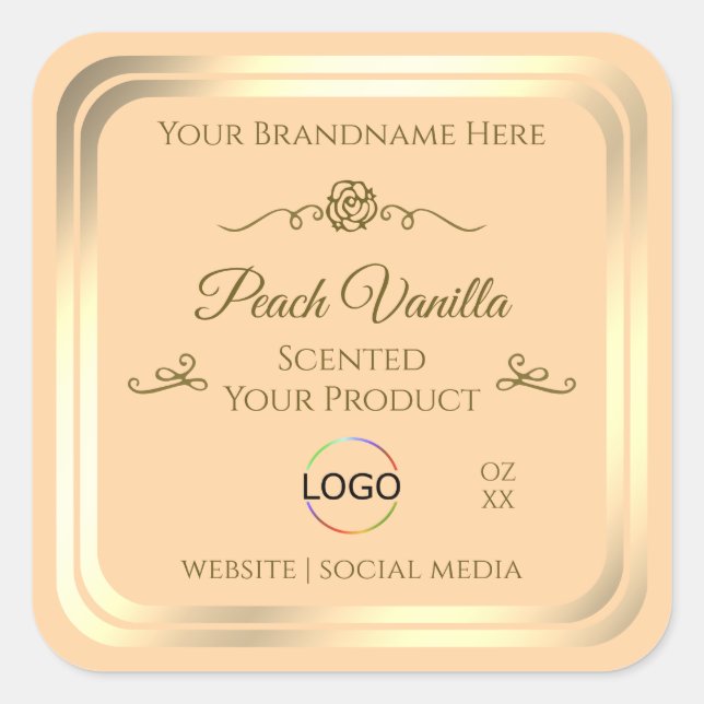 Light Peach Product Label with Gold Frame and Logo (Front)