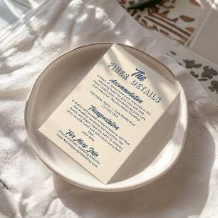 Light Peach Retro Funky Modern Wedding Details Enclosure Card