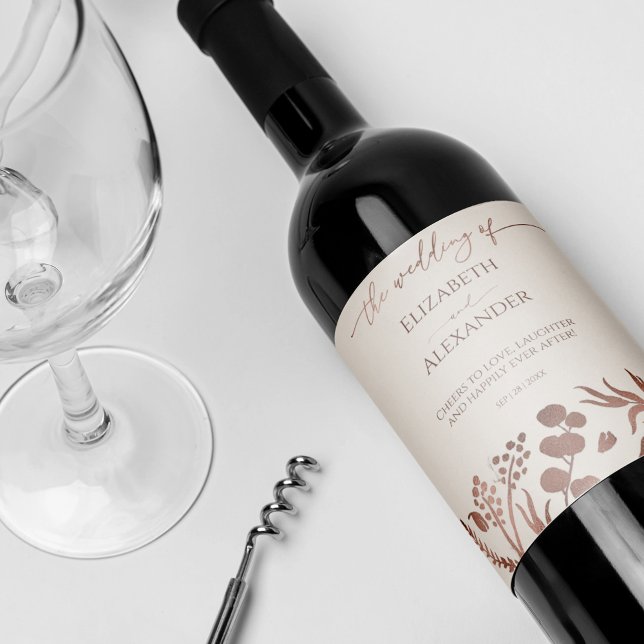 Light Peach Spring Calligraphy Wedding Wine Label (Creator Uploaded)