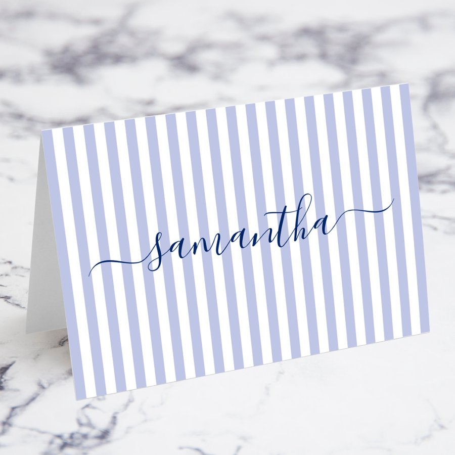 Light Periwinkle Stripes Signature Place Cards