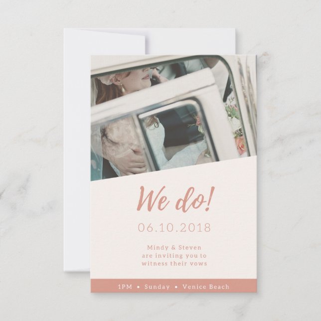 Light Photo Beach Wedding Invitation Portrait (Front)