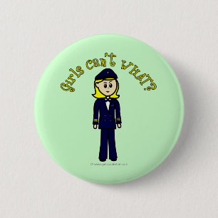 Light Pilot Girl Pinback Button
