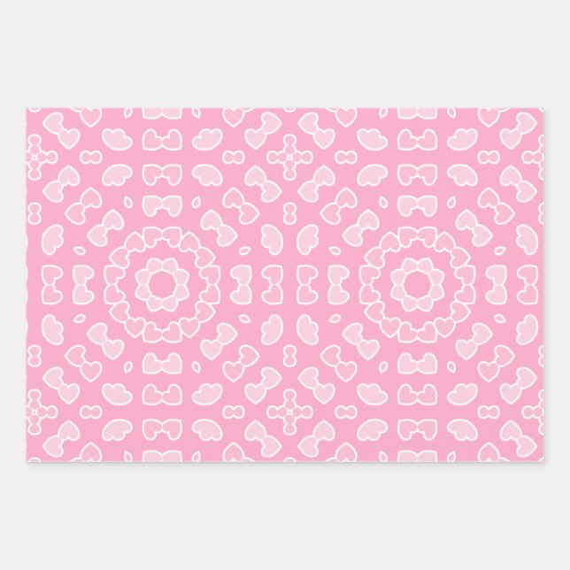 Light Pink Abstract Heart Pattern Wrapping Paper Sheets (Front)