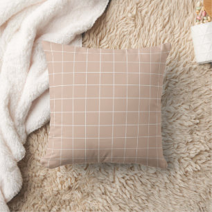 Light pink aesthetic background grid pattern throw pillow