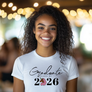 Light Pink Afro Unicorn Graduate Custom Year Tri-Blend Shirt